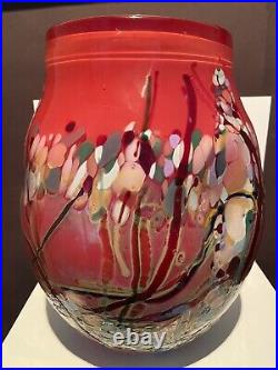 Vintage John Gerletti Studio Blown ART Glass Abstract Mosaic Vase Signed & Dated