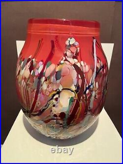 Vintage John Gerletti Studio Blown ART Glass Abstract Mosaic Vase Signed & Dated