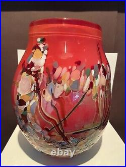 Vintage John Gerletti Studio Blown ART Glass Abstract Mosaic Vase Signed & Dated