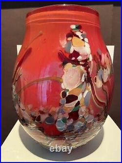 Vintage John Gerletti Studio Blown ART Glass Abstract Mosaic Vase Signed & Dated