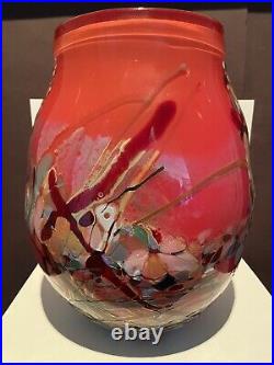 Vintage John Gerletti Studio Blown ART Glass Abstract Mosaic Vase Signed & Dated