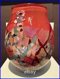 Vintage John Gerletti Studio Blown ART Glass Abstract Mosaic Vase Signed & Dated