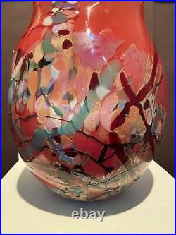 Vintage John Gerletti Studio Blown ART Glass Abstract Mosaic Vase Signed & Dated