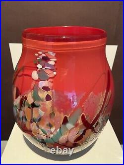 Vintage John Gerletti Studio Blown ART Glass Abstract Mosaic Vase Signed & Dated