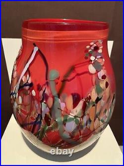 Vintage John Gerletti Studio Blown ART Glass Abstract Mosaic Vase Signed & Dated