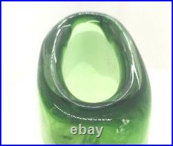 Vintage Kosta Boda Art Glass Green Cased Vase Signed V Lindstrand 46077 9.25