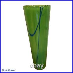 Vintage Kosta Boda Hand Blown Art Glass Vase Intersecting Lines Signed A Ehrner