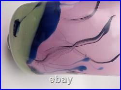 Vintage Leon Applebaum Signed Studio Art Glass 1979 Multicolor Pink 8 Vase