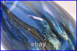 Vintage MICHAEL NOUROT STUDIO Modern VASE ART GLASS SIGNED 5 5/8 Tall BLUE Nice