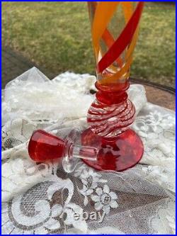Vintage Mid Century Italian Carlo Moretti Signed Art Glass Vase Red Yellow White