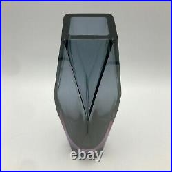 Vintage Murano Art Glass Signed Nason Faceted Vase Amethyst Purple Modern 8.5