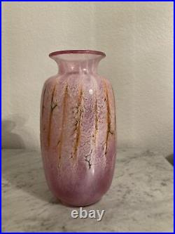 Vintage Murano Glass Vase Signed And Dated Pink Frosted