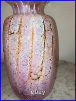 Vintage Murano Glass Vase Signed And Dated Pink Frosted