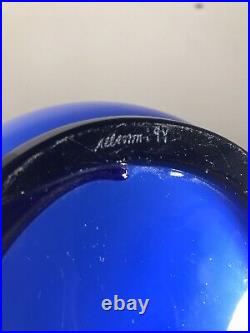 Vintage Murano Signed Dated 1999 Venini Glass Vase Blue Opalino 14