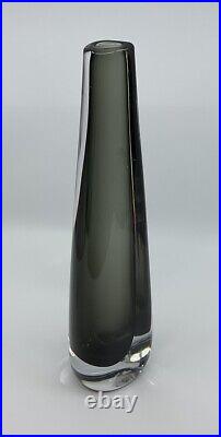Vintage Nils Landberg Orrefors Dusk Series Smoky Gray Sommerso Glass Vase Signed