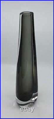 Vintage Nils Landberg Orrefors Dusk Series Smoky Gray Sommerso Glass Vase Signed