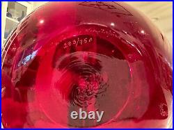 Vintage Nuutajarvi Finland Red Art Glass Vase Signed by Oiva Toikka
