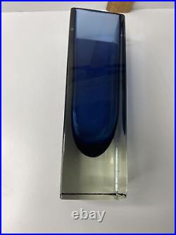 Vintage Nuutajärvi Notsjö Finland Navy Blue Art Glass Vase Signed &Dated 1965