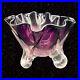 Vintage-Polish-Art-Glass-Centerpiece-Bowl-Vase-Crackle-Purple-Clear-Signed-Glass-01-jx