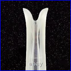 Vintage Polish Art Glass Vase Large Tall Frosted Clear Glass Signed By Artist