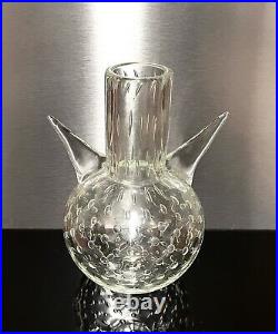Vintage Possibly Murano Bullicante Bubble Winged Art Glass Vase Signed