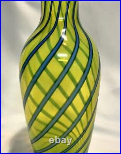 Vintage Possibly Murano Filigrana Cane Art Glass Vase Signed