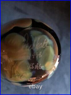 Vintage Robert Eickholt Signed Art Glass Vase Cobalt Blue Abstract 1998