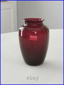 Vintage Ruby Red Signed Baccarat Glass Crystal Vase