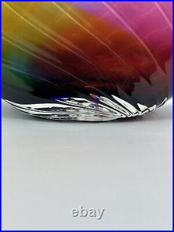 Vintage Set Of 2 Large Rainbow Blown Art Glass Vase Pilchuck Signed Dan Bergsma