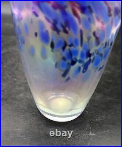 Vintage Signed 1989 Nuance New Orleans Studio Art Glass Iridescent Vase 6.75