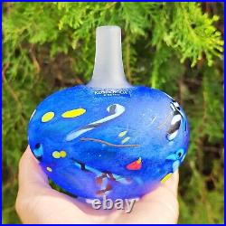 Vintage Signed Bertil Vallien Kosta Boda Confetti Art Glass Vase Bottle