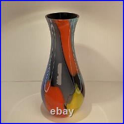 Vintage Signed By SEGUSO Murano Italian Cased art glass multicolored Vase
