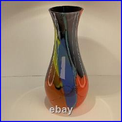 Vintage Signed By SEGUSO Murano Italian Cased art glass multicolored Vase