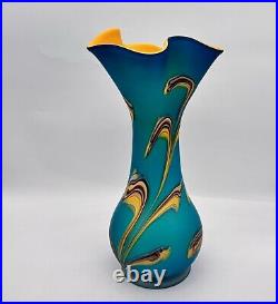 Vintage Signed Colorful Russian Artist E Zareh Baijan Art Glass Vase 16 Rare
