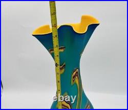 Vintage Signed Colorful Russian Artist E Zareh Baijan Art Glass Vase 16 Rare