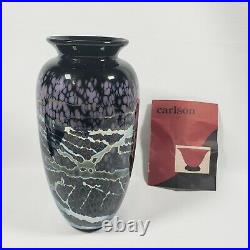 Vintage Signed Dated Donald Carlson Handcrafted Art Glass Vase 9.5 Tall Rare