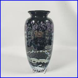 Vintage Signed Dated Donald Carlson Handcrafted Art Glass Vase 9.5 Tall Rare