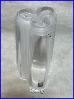 Vintage Signed Daum France Art Glass Crystal Vase French Frosted Satin