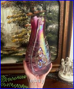 Vintage Signed Herb A Thomas Hand Blown Studio Art Glass Millefiori Vase