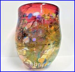 Vintage Signed John Gerletti Studio Blown ART Glass Abstrac Mosaic Vase 6LBS 33