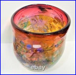 Vintage Signed John Gerletti Studio Blown ART Glass Abstrac Mosaic Vase 6LBS 33