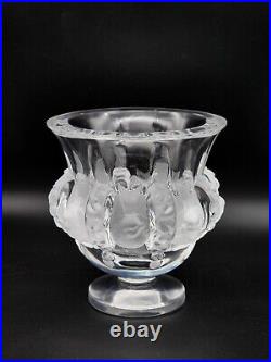 Vintage Signed Lalique France Dampierre Crystal Art Glass Vase Bowl Birds/vines
