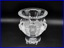 Vintage Signed Lalique France Dampierre Crystal Art Glass Vase Bowl Birds/vines