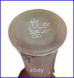 Vintage Signed Laugharne Glass silver overlay Hand blown glass vase EUC