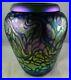 Vintage-Signed-Studio-Art-Glass-Vase-Cobalt-Blue-Iridescent-Vine-Design-01-dwae
