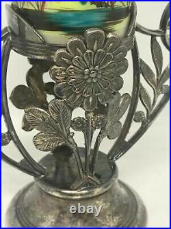 Vintage Smith Brothers Glass Cylinder Vase-Pairpoint Silver Plate Holder #1500