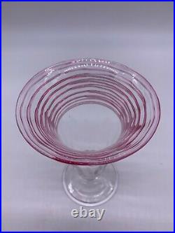 Vintage Steuben Carder Signed Verre De Soie Pink Threaded Art Glass Vase