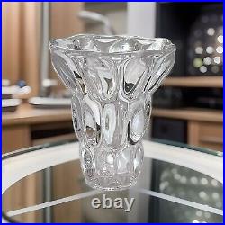 Vintage Vannes Le Chatel France Signed Centerpiece Crystal Glass Vase 8.5 H