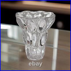 Vintage Vannes Le Chatel France Signed Centerpiece Crystal Glass Vase 8.5 H