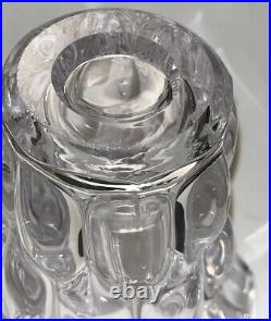 Vintage Vannes Le Chatel France Signed Centerpiece Crystal Glass Vase 8.5 H